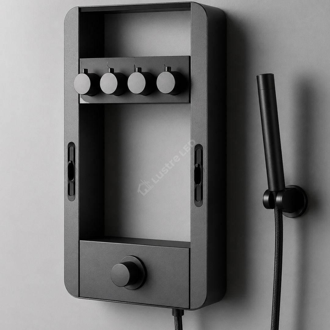 Panou de Dus Premium AquaVision Black - Afisaj Digital, LED, Hidromasaj