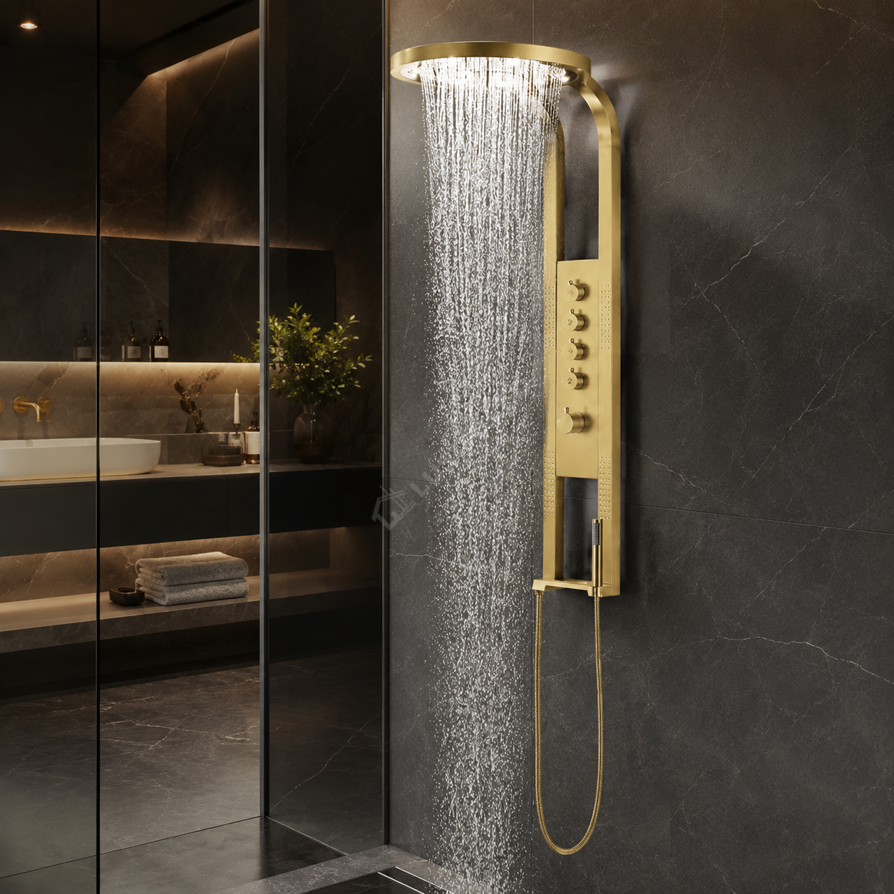 Panou de Dus Premium AuraCascade - Hidromasaj, LED, Cascada