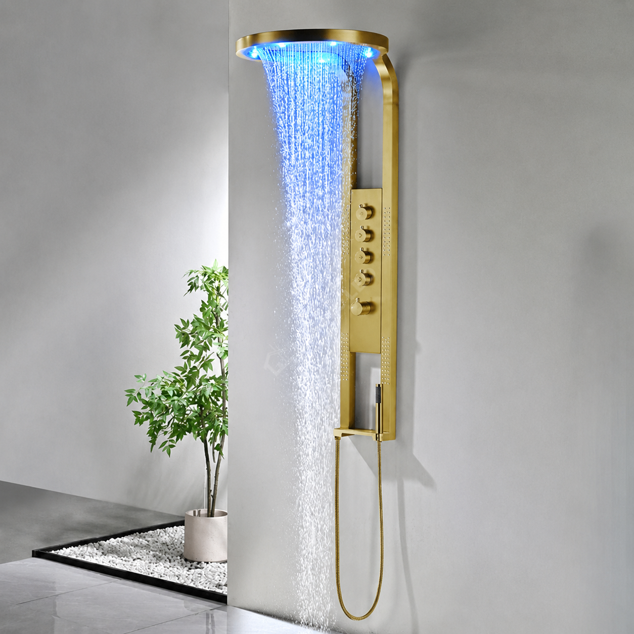 Panou de Dus Premium AuraCascade - Hidromasaj, LED, Cascada