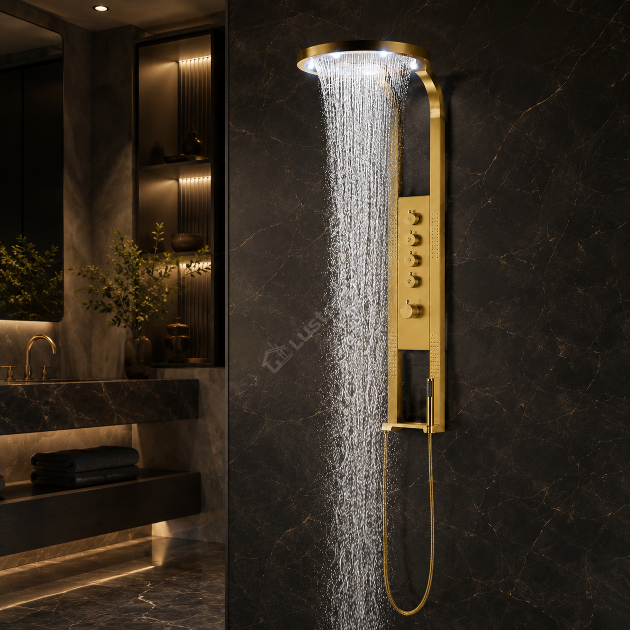 Panou de Dus Premium AuraCascade - Hidromasaj, LED, Cascada