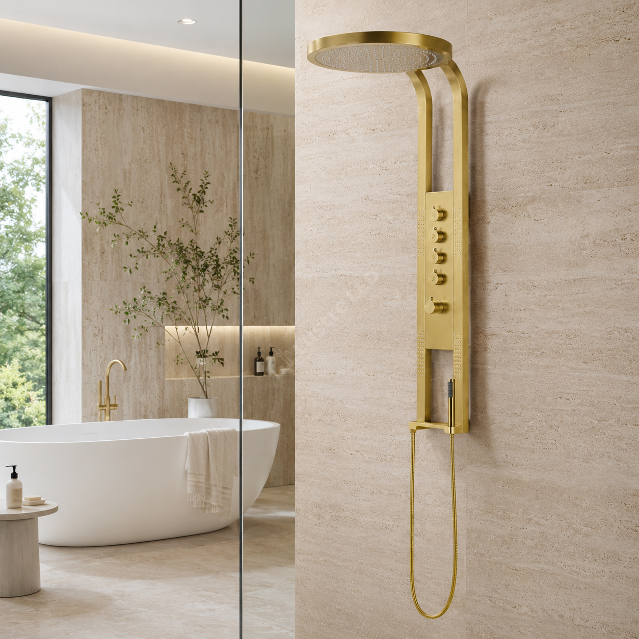 Panou de Dus Premium AuraCascade - Hidromasaj, LED, Cascada