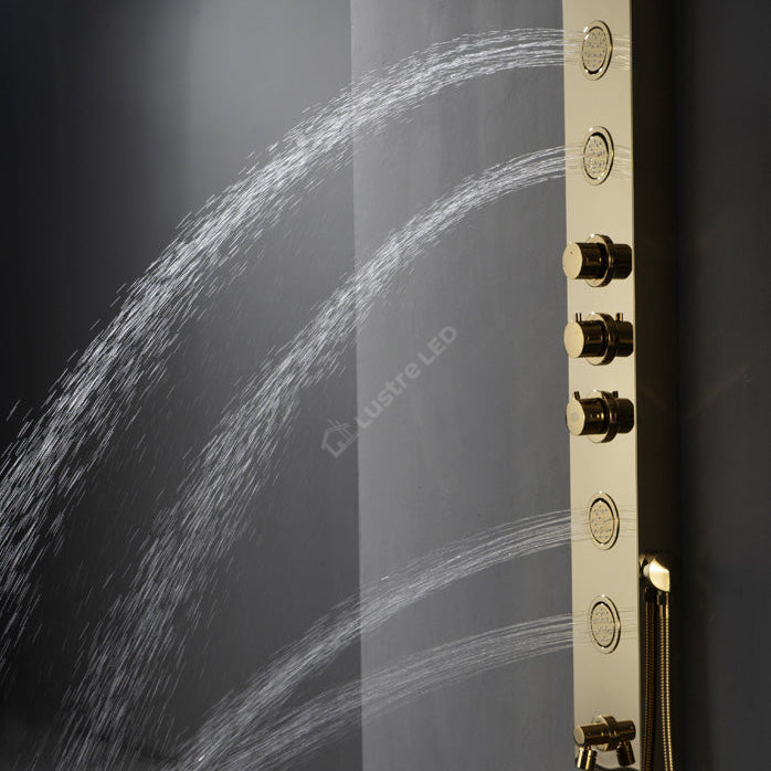 Panou de Dus Premium LumaRain Gold - Hidromasaj, LED, Ploaie