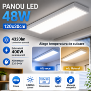 Panou LED 48W 120x30cm, 4320lm Alb Aplicat