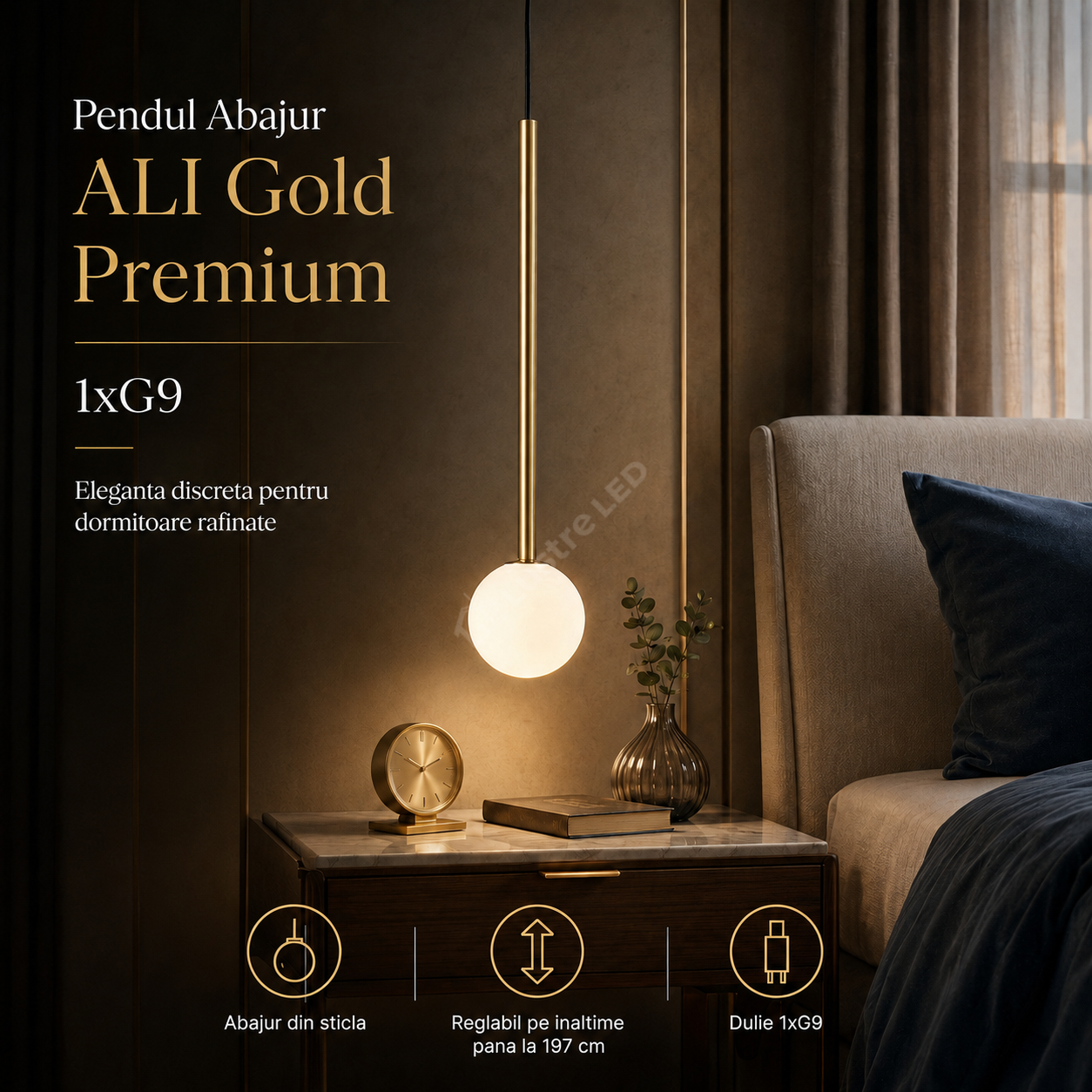 Pendul Abajur ALI Gold Premium 1xG9