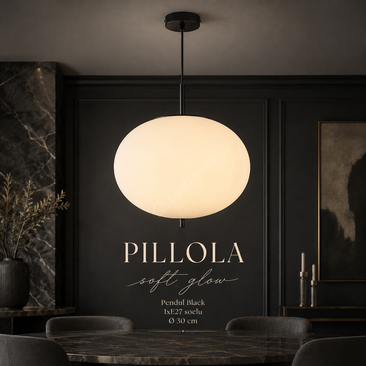 Pendul Abajur Sticla PILLOLA 1xE27 cu Abajur 30CM