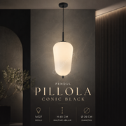 Pendul Abajur Sticla PILLOLA Conic Black 1xE27 cu Abajur 26CM