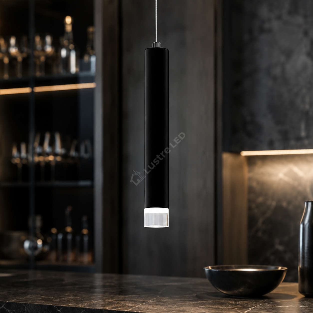 Pendul CARBON Black Tub Cilindric Echivalent 30W