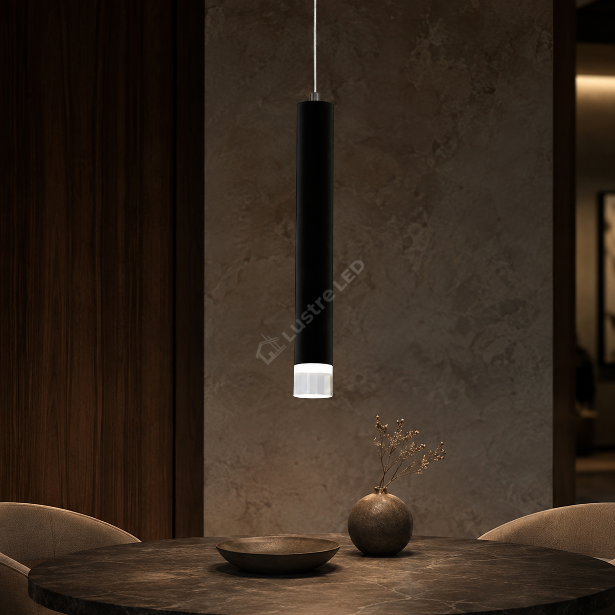 Pendul CARBON Black Tub Cilindric Echivalent 30W