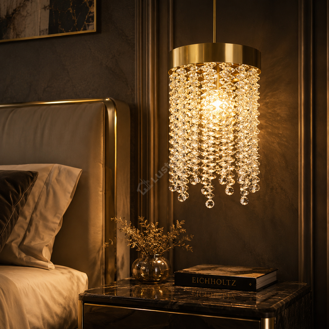 Pendul Cristal Willow Gold 1xE27 Ø14CM