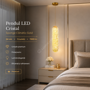 Pendul LED Cristal Sponge Cilindric Gold 25cm
