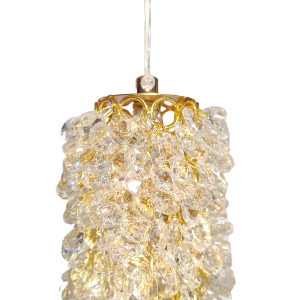 Pendul LED Cristal Sponge Cilindric Gold 25cm
