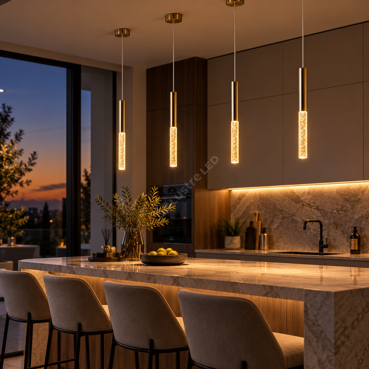 Pendul LED Luxury ONE TUBE Gold 3000K