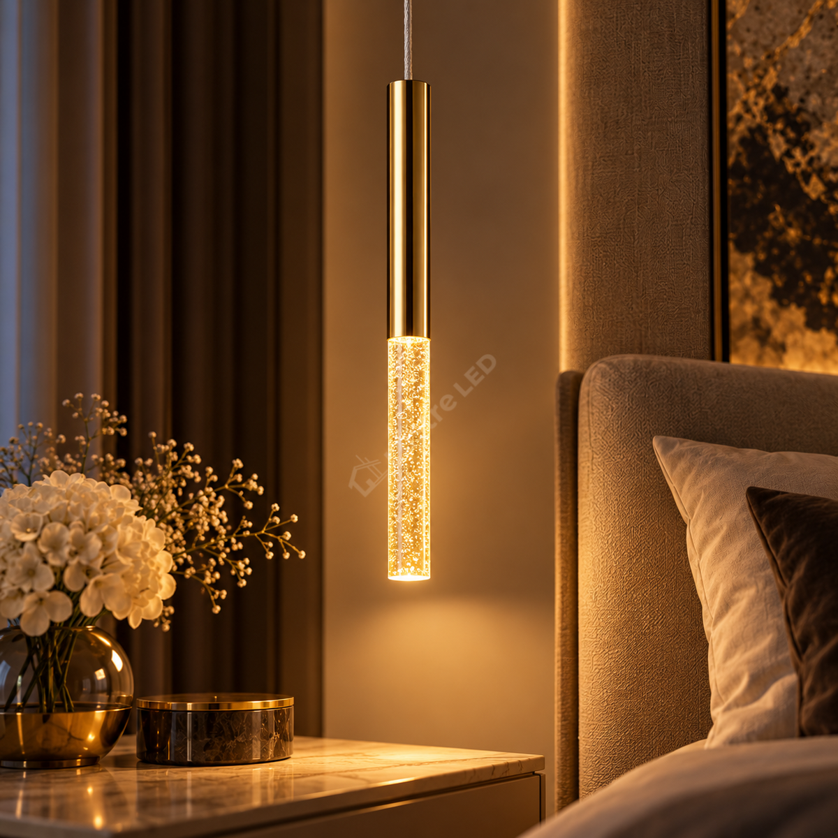 Pendul LED Luxury ONE TUBE Gold 3000K