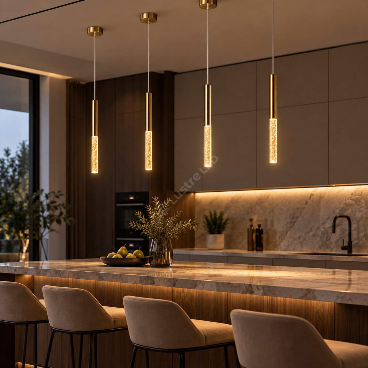 Pendul LED Luxury ONE TUBE Gold 3000K