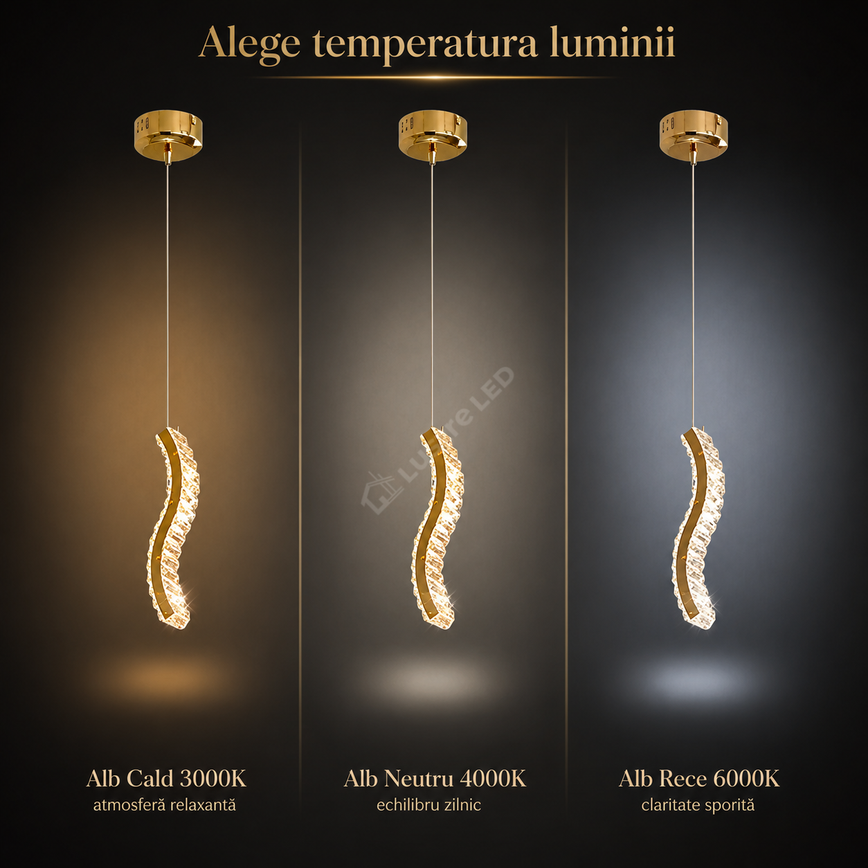 Pendul LED ONDA Gold 24W CCT Echivalent 120W