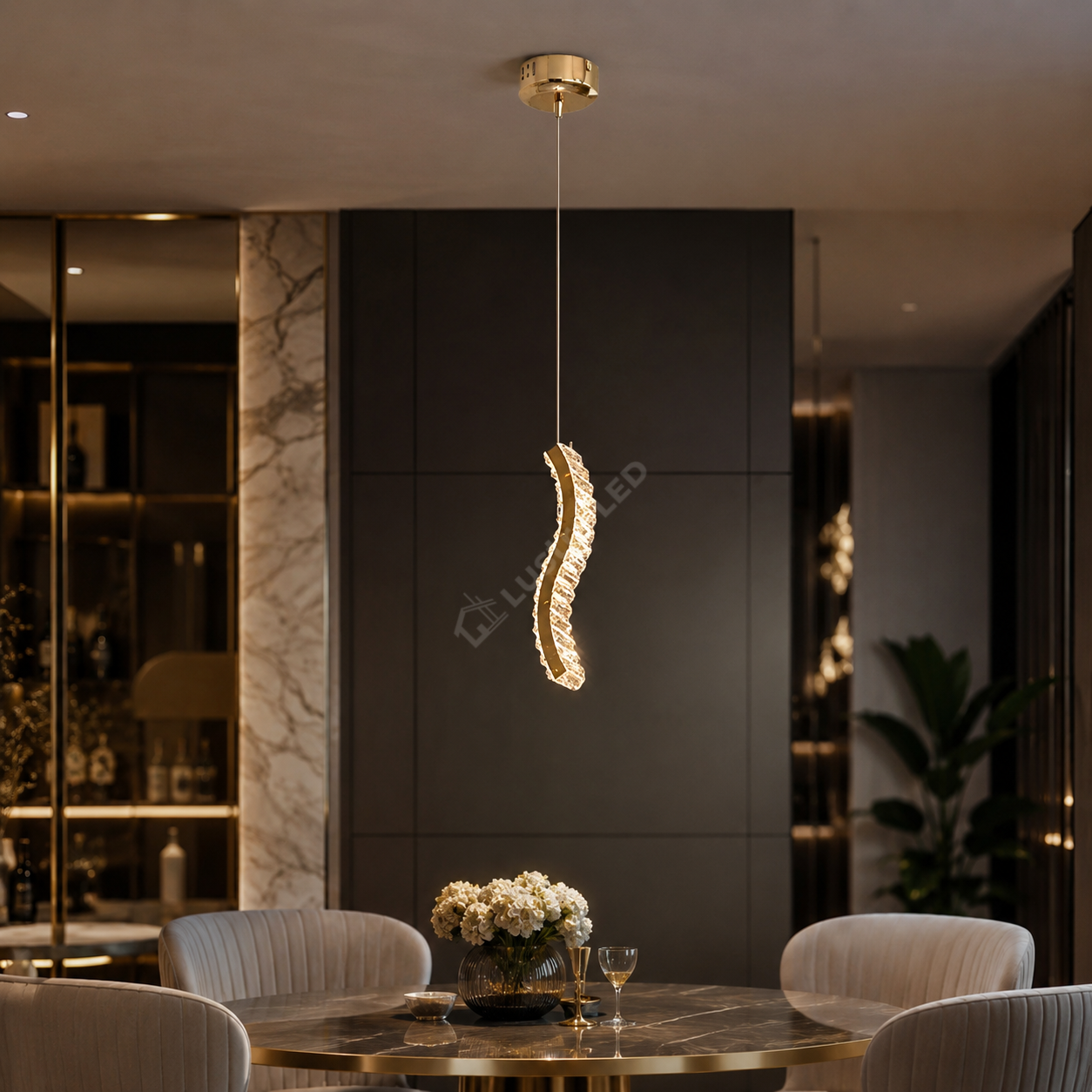 Pendul LED ONDA Gold 24W CCT Echivalent 120W