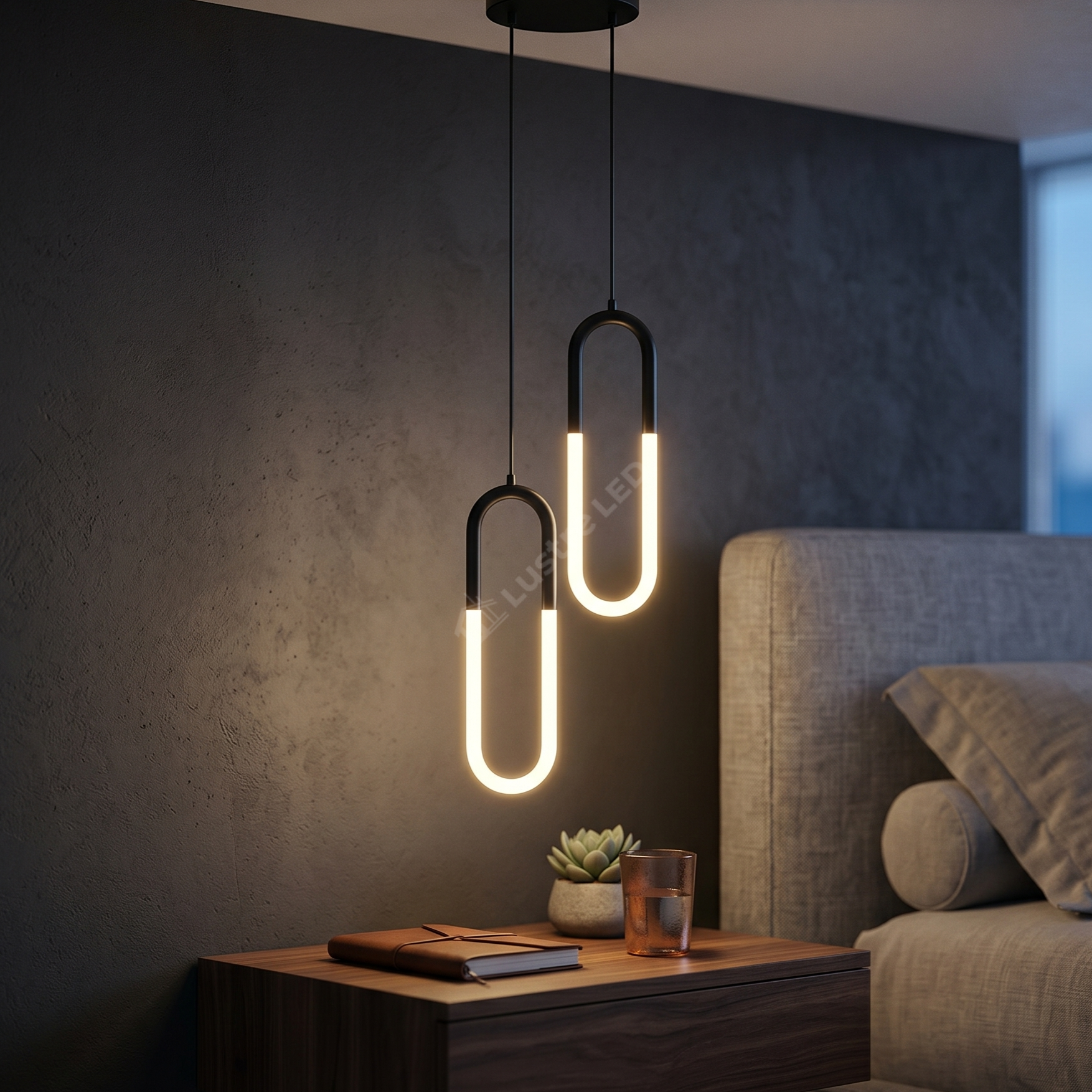 Pendul LED Twin HALO Black 4500K Echivalent 200W