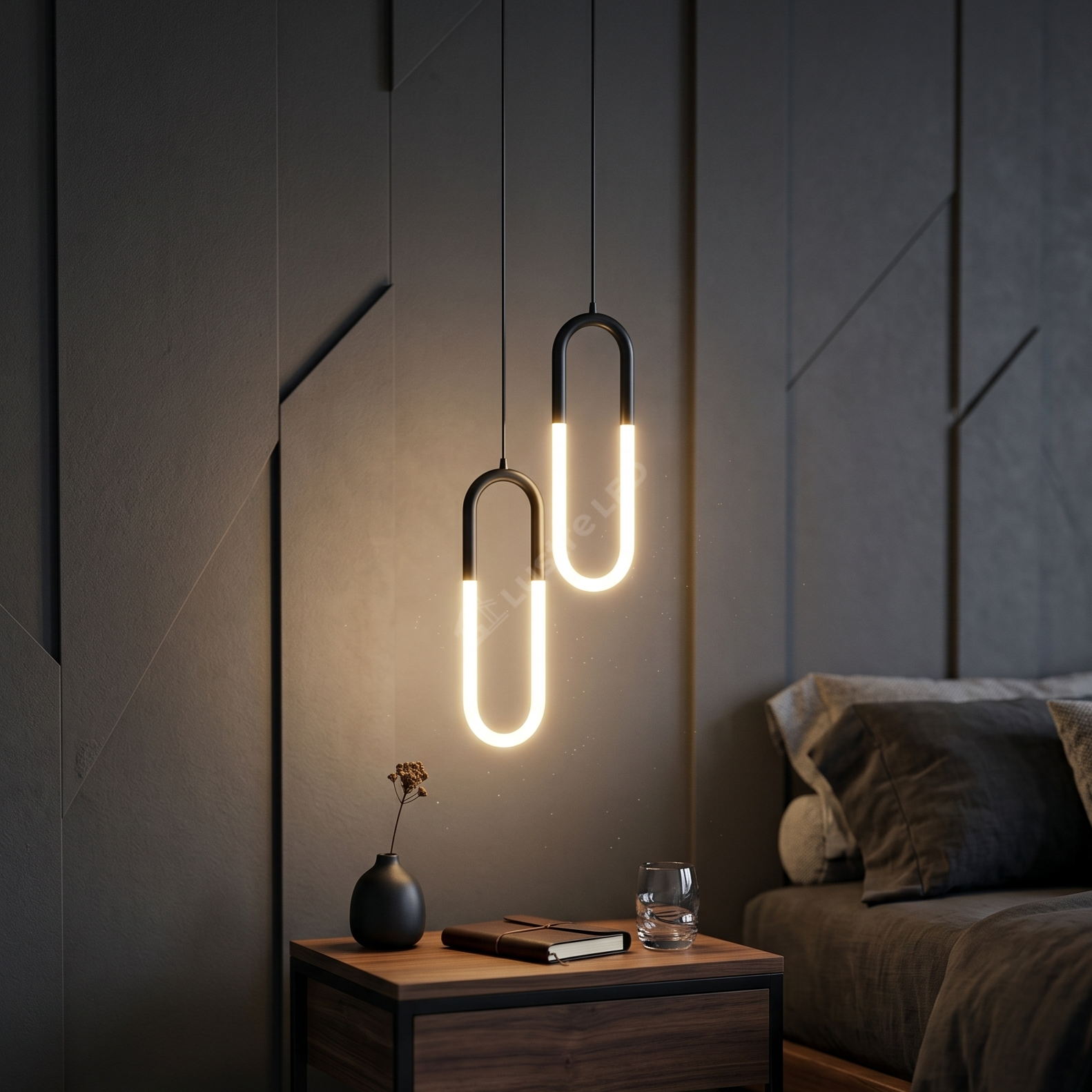 Pendul LED Twin HALO Black 4500K Echivalent 200W