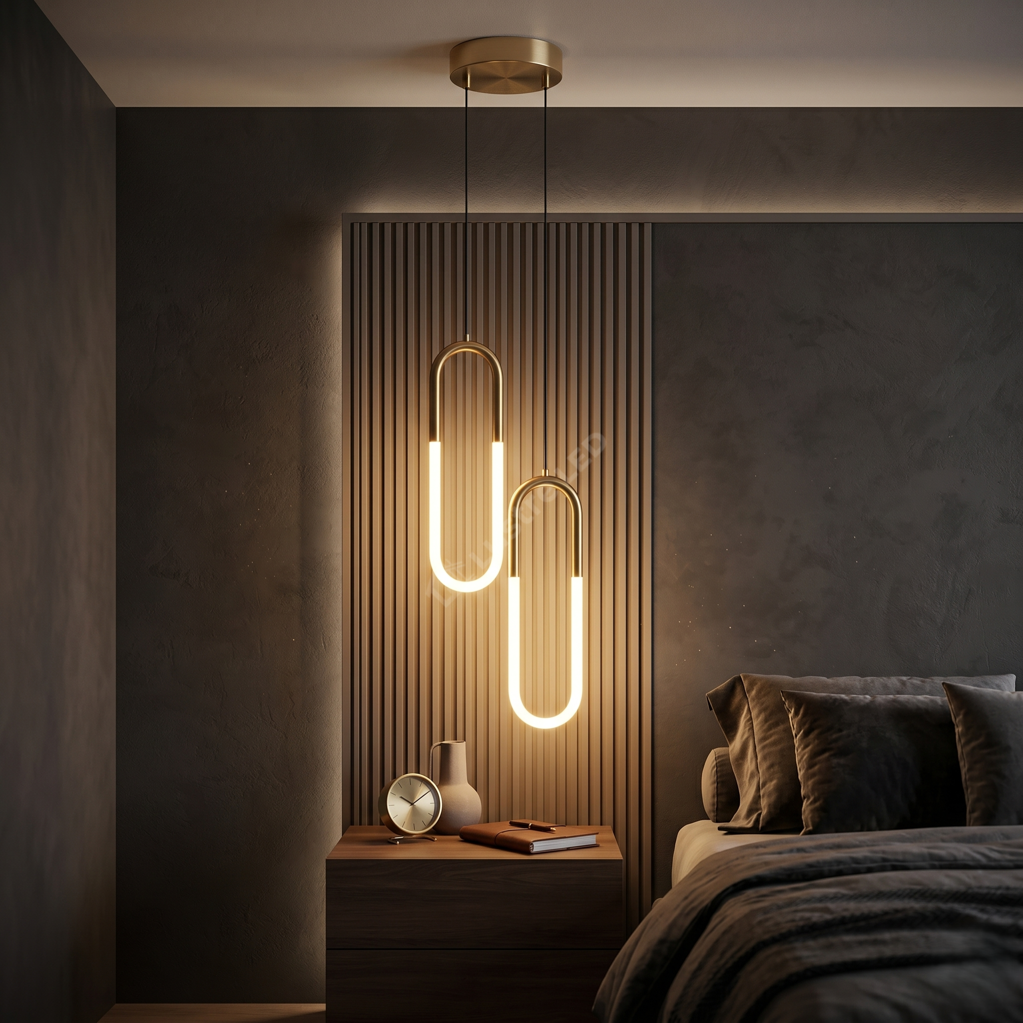 Pendul LED Twin HALO Gold 4500K Echivalent 200W
