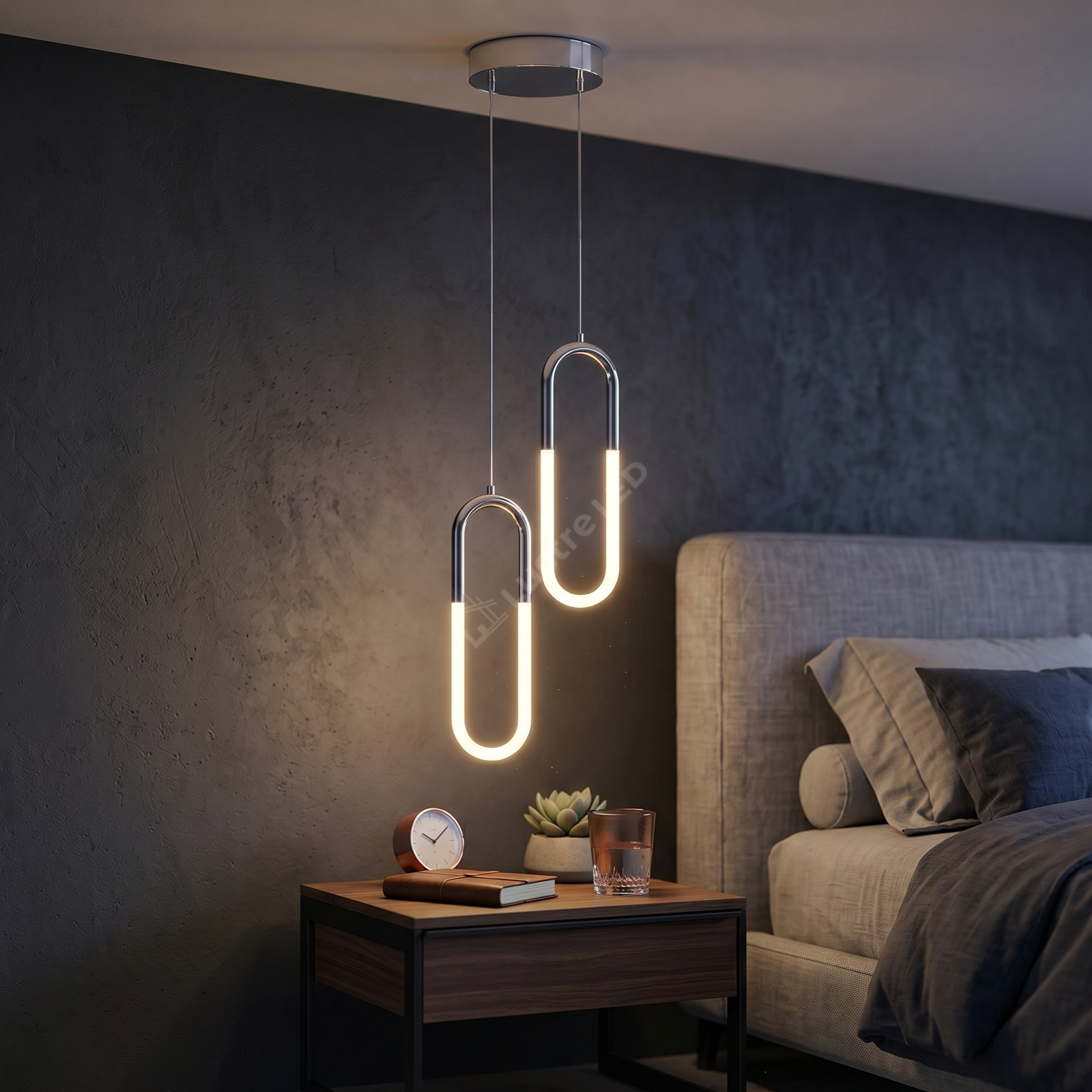 Pendul LED Twin HALO Chrome 4500K Echivalent 200W
