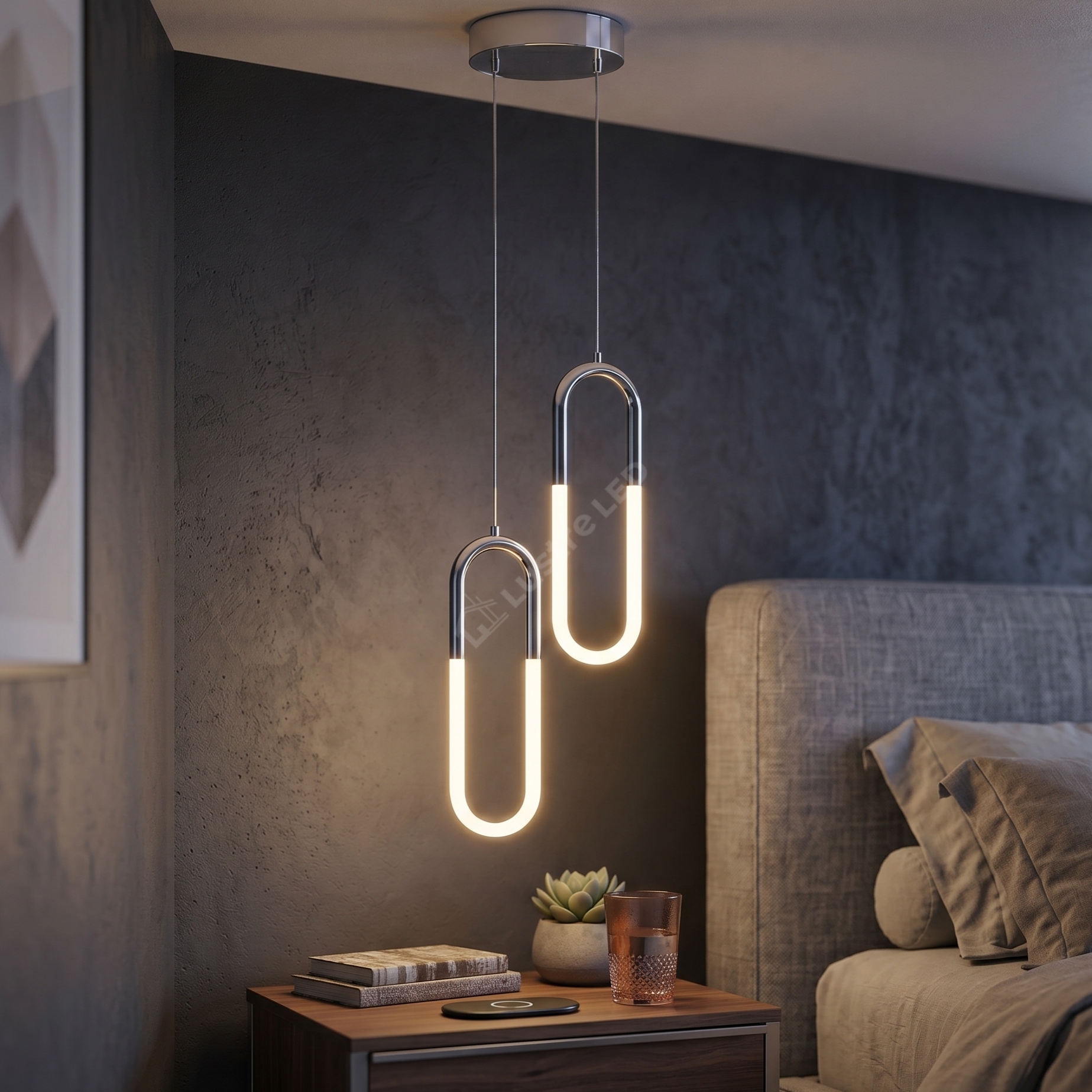 Pendul LED Twin HALO Chrome 4500K Echivalent 200W