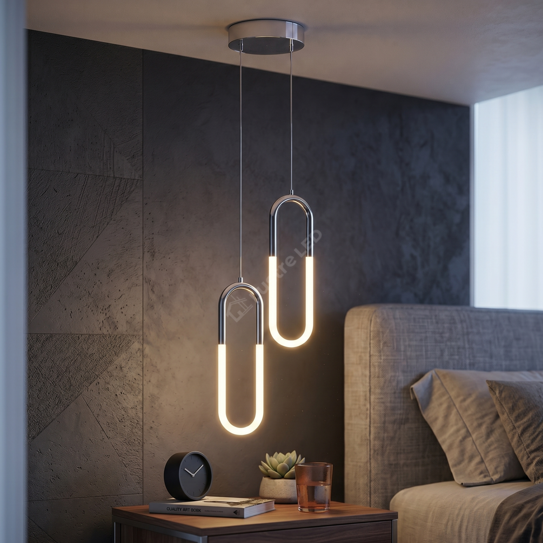 Pendul LED Twin HALO Chrome 4500K Echivalent 200W