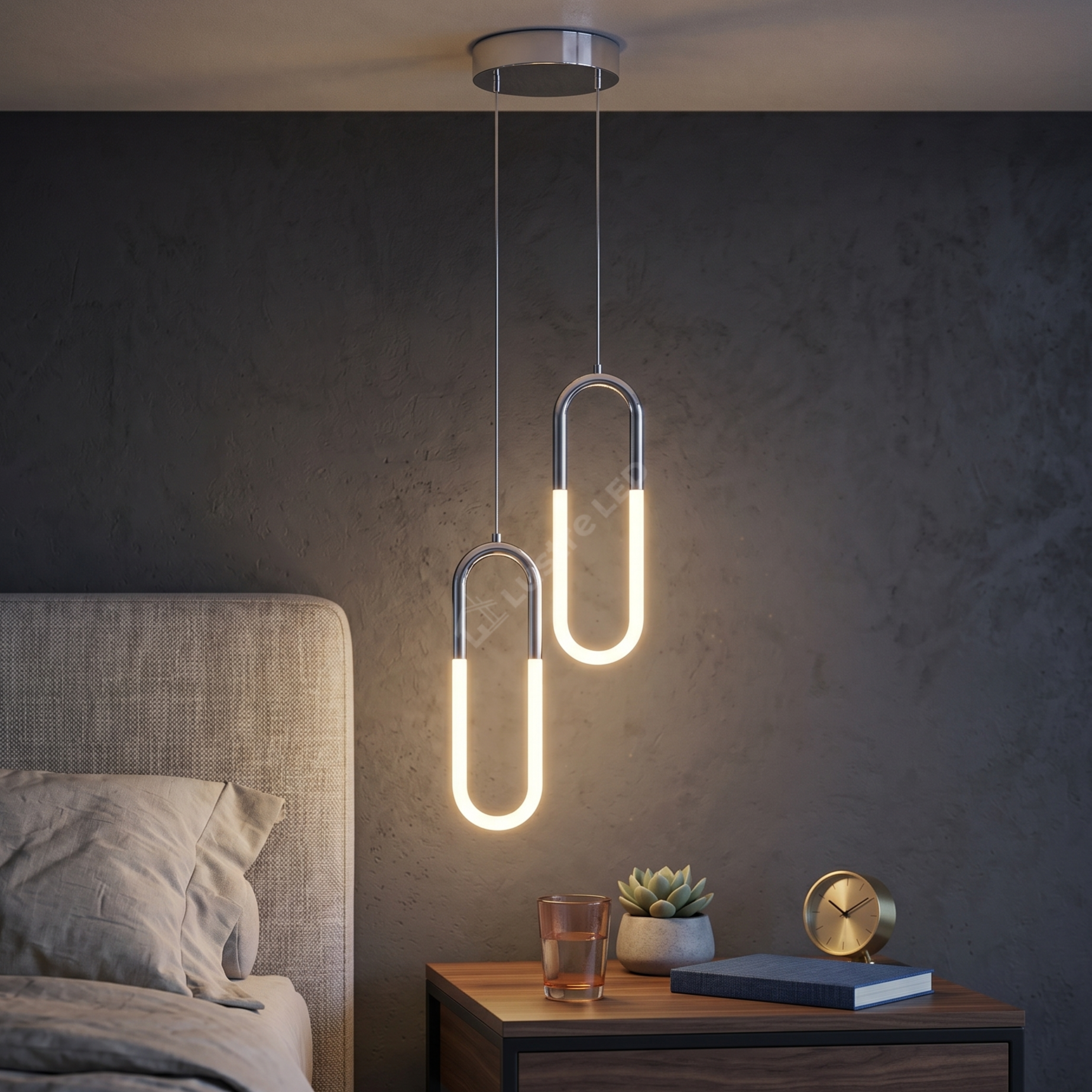 Pendul LED Twin HALO Chrome 4500K Echivalent 200W