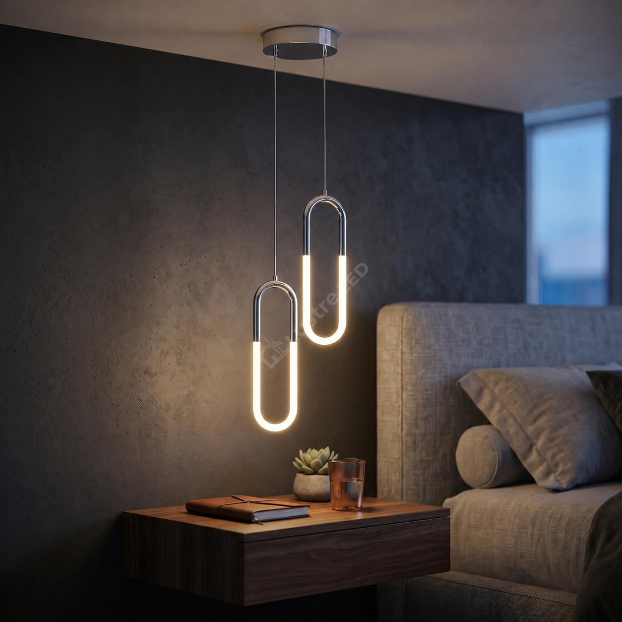 Pendul LED Twin HALO Chrome 4500K Echivalent 200W