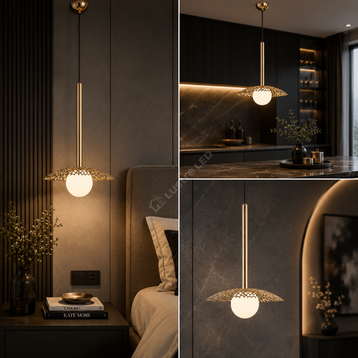 Pendul NICOSIA Gold cu Abajur 1xG9 22CM