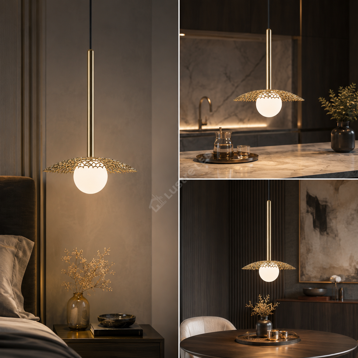 Pendul NICOSIA Gold cu Abajur 1xG9 22CM