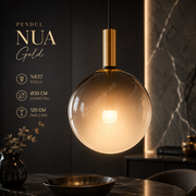 Pendul NUA Gold Black cu Abajur 1xE27 30CM