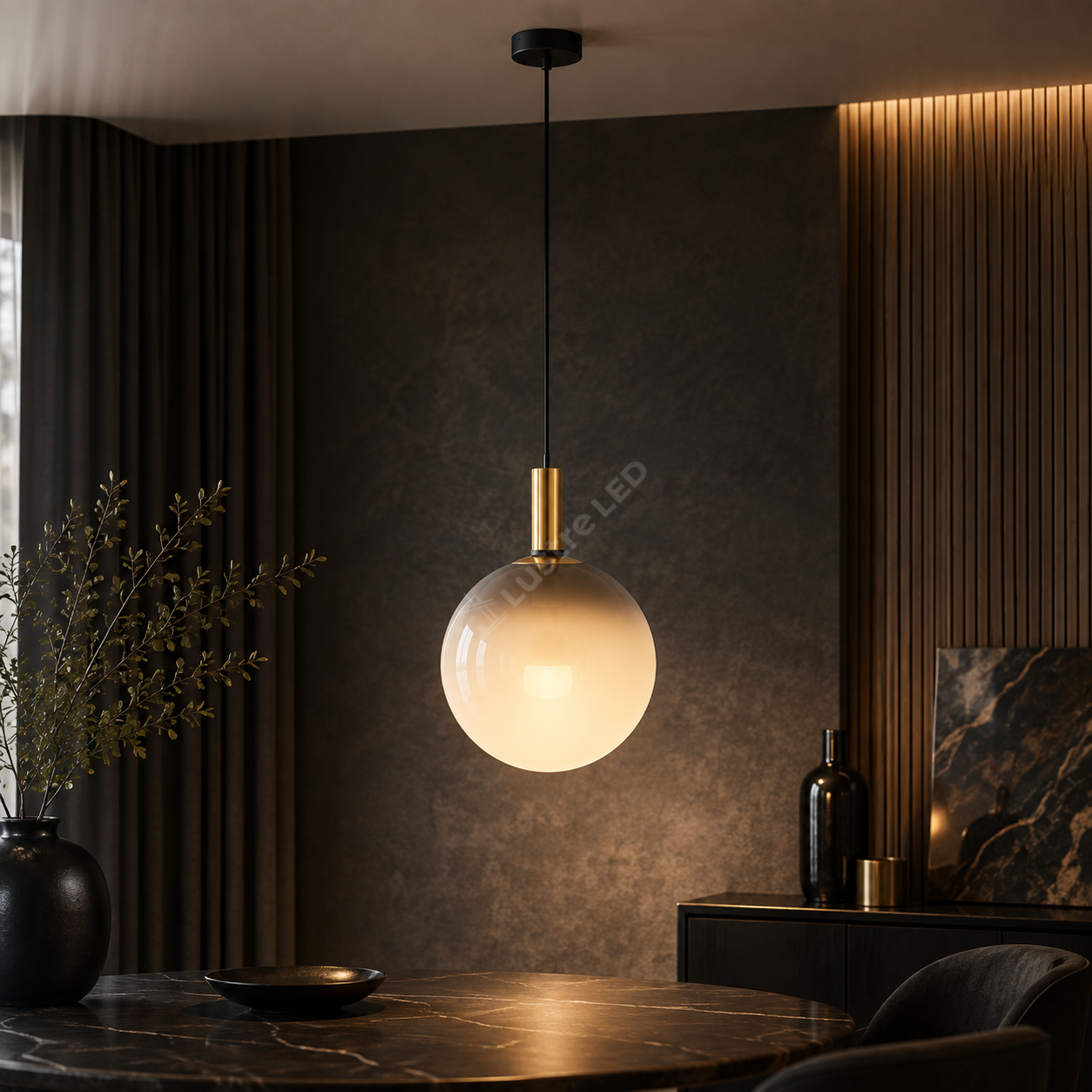 Pendul NUA Gold Black cu Abajur 1xE27 30CM