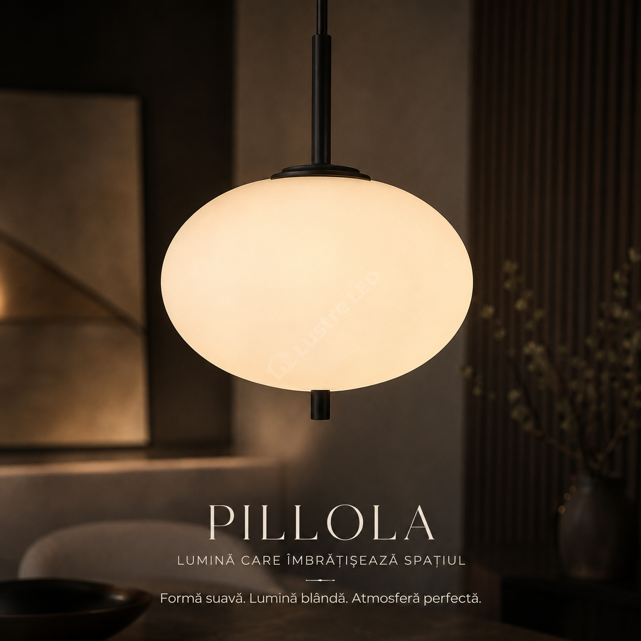 Pendul PILLOLA Eliptic Black 1xE14 cu Abajur 26CM