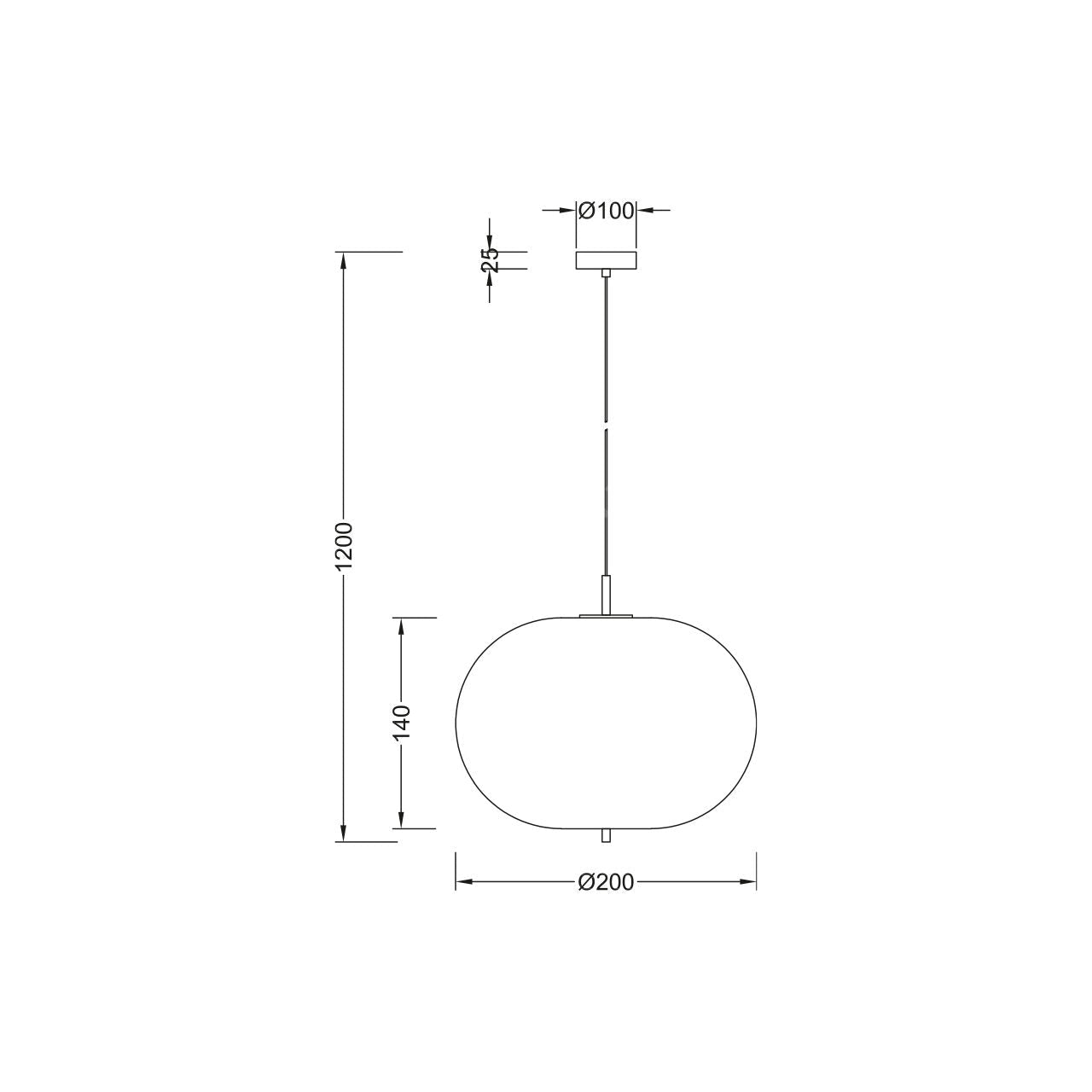 Pendul PILLOLA Eliptic Black 1xE14 cu Abajur 26CM