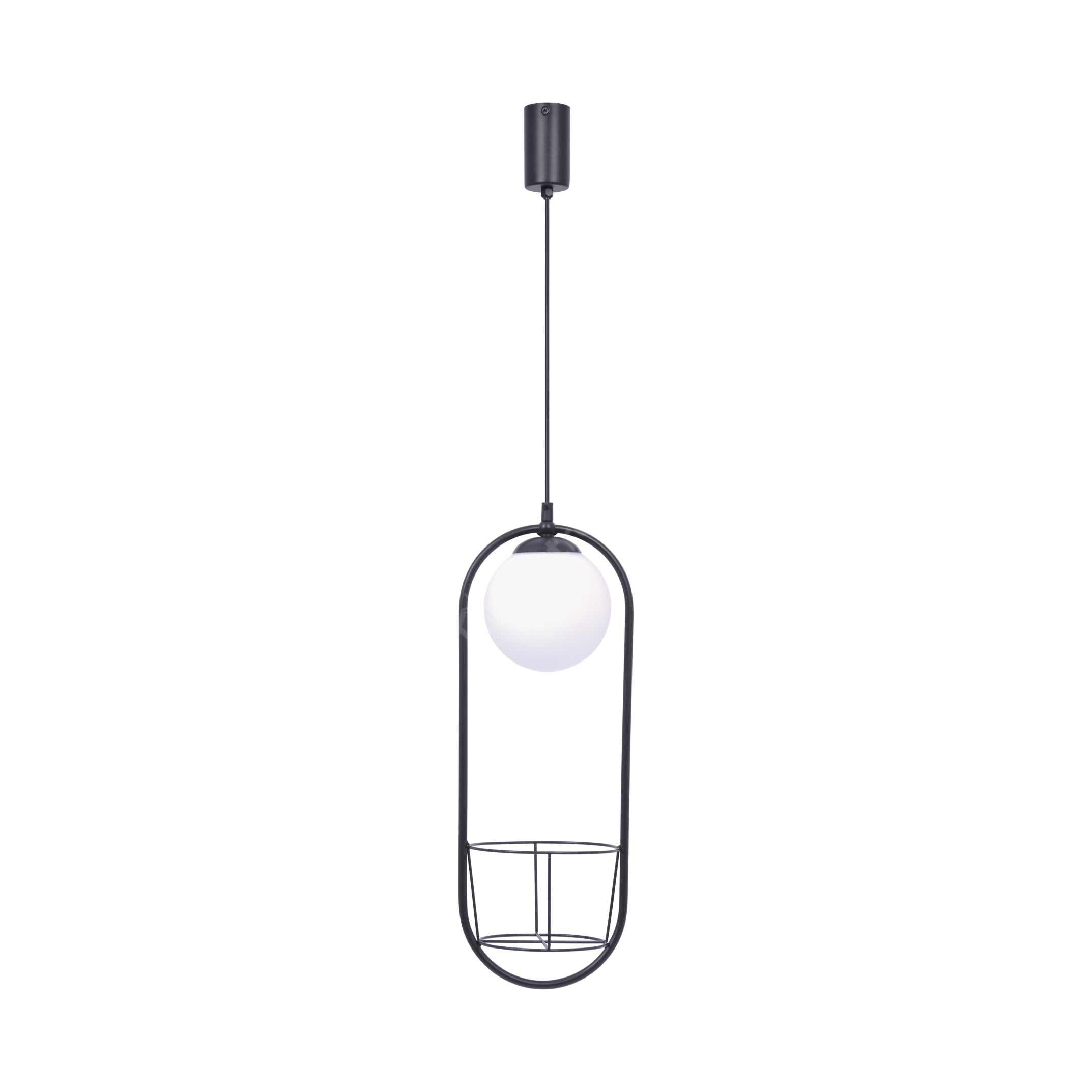 Pendul PLANT Black cu Abajur si Suport Ghiveci 1xE14 110CM