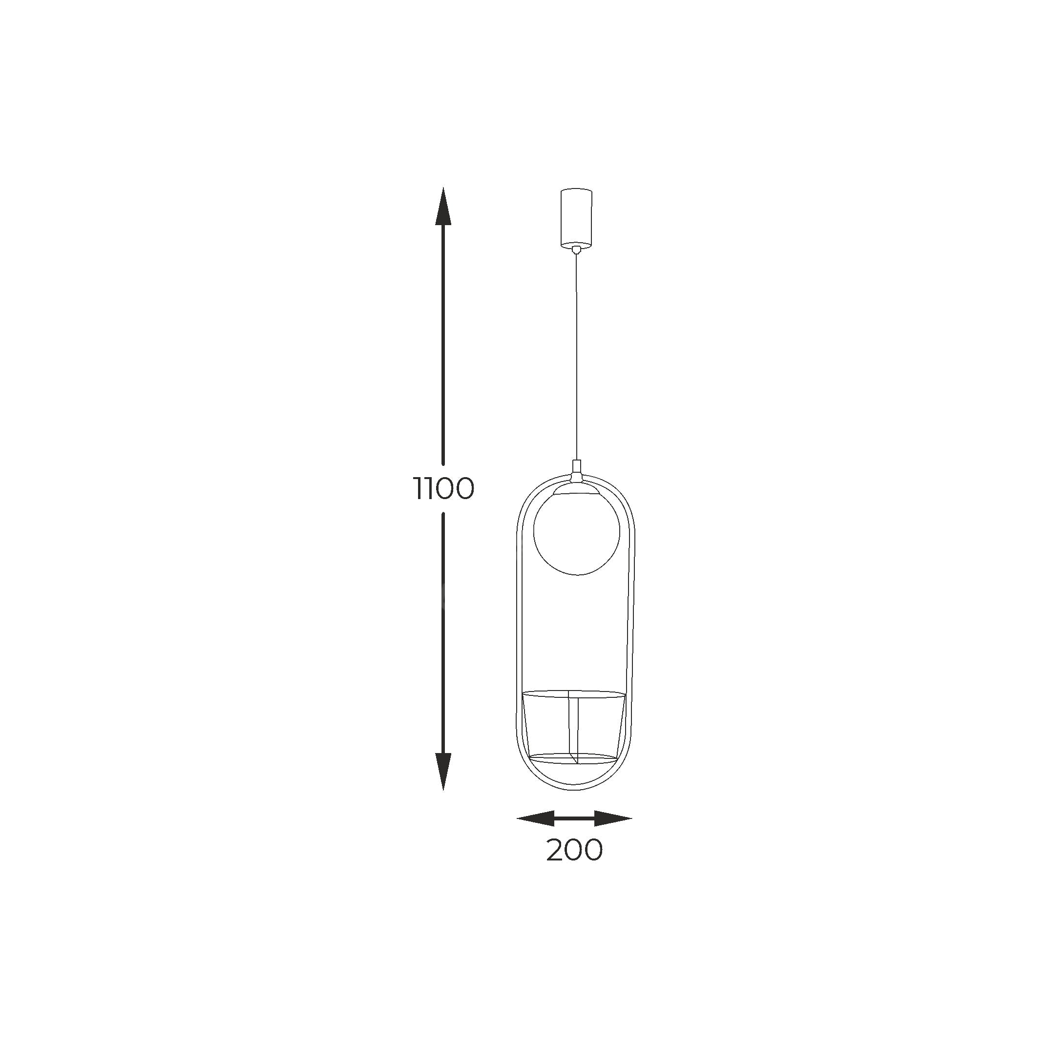 Pendul PLANT Black cu Abajur si Suport Ghiveci 1xE14 110CM