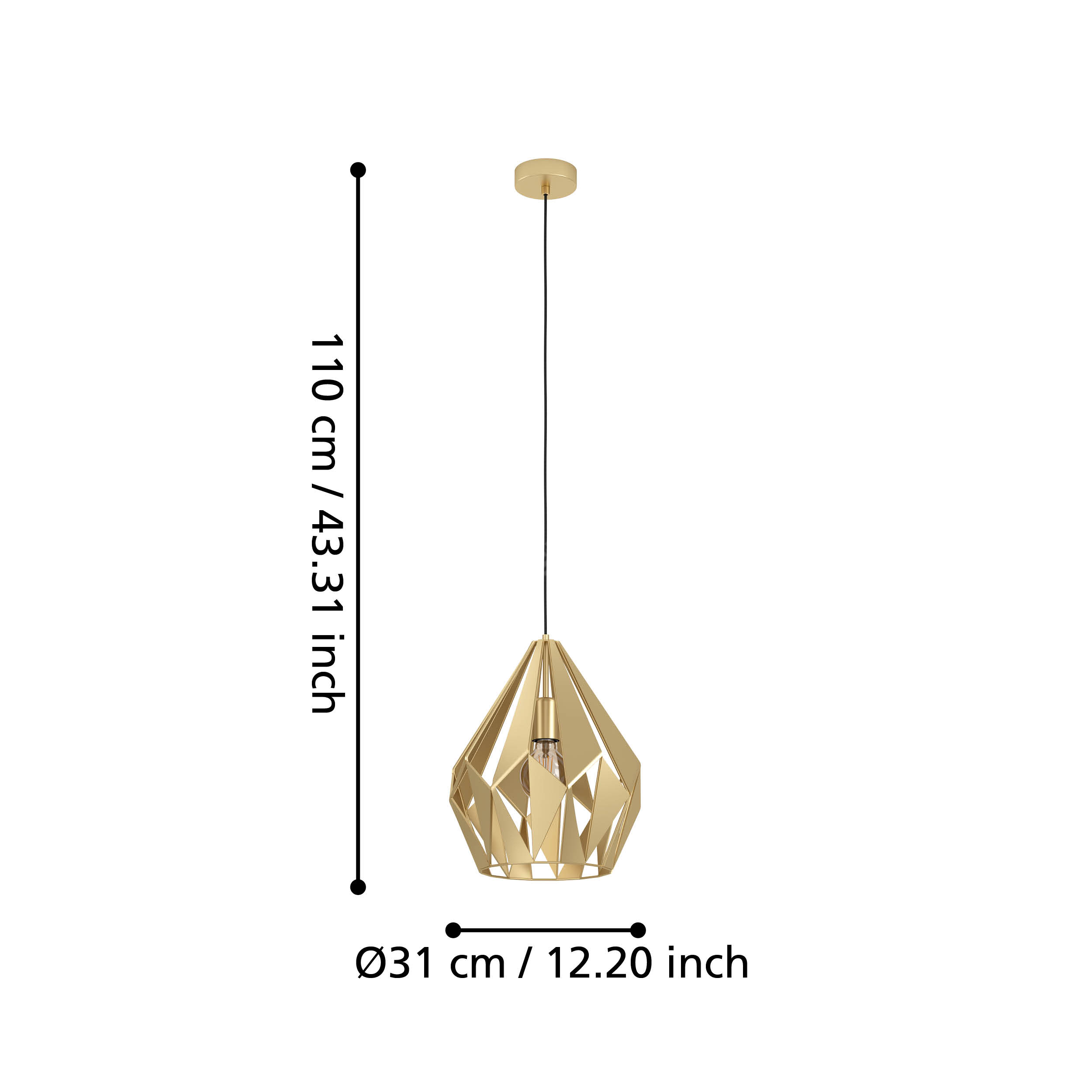 Pendul vintage EGLO CARLTON 43814 ARGINTIU / VINTAGE SI RETRO DESIGN Lighting Fixtures