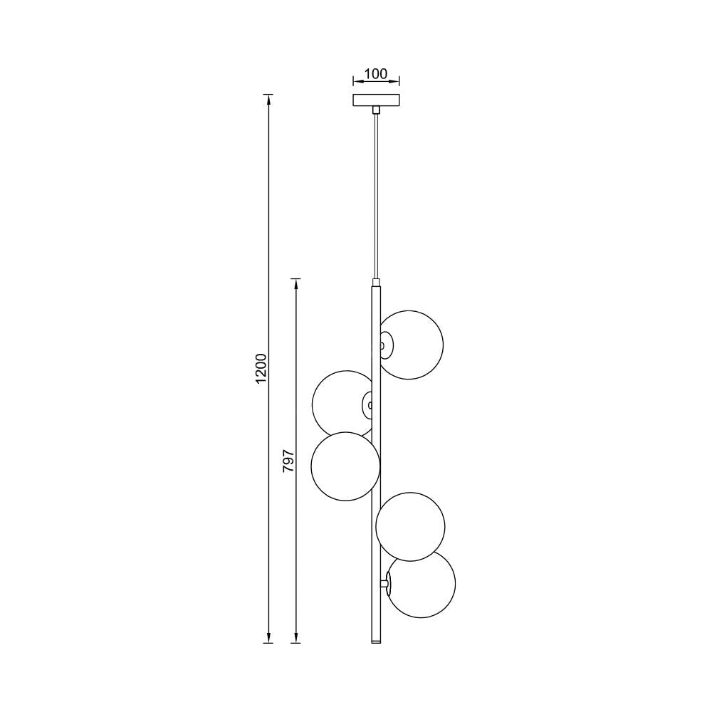 Pendul Volta Negru 5xG9 Abajur Transparent