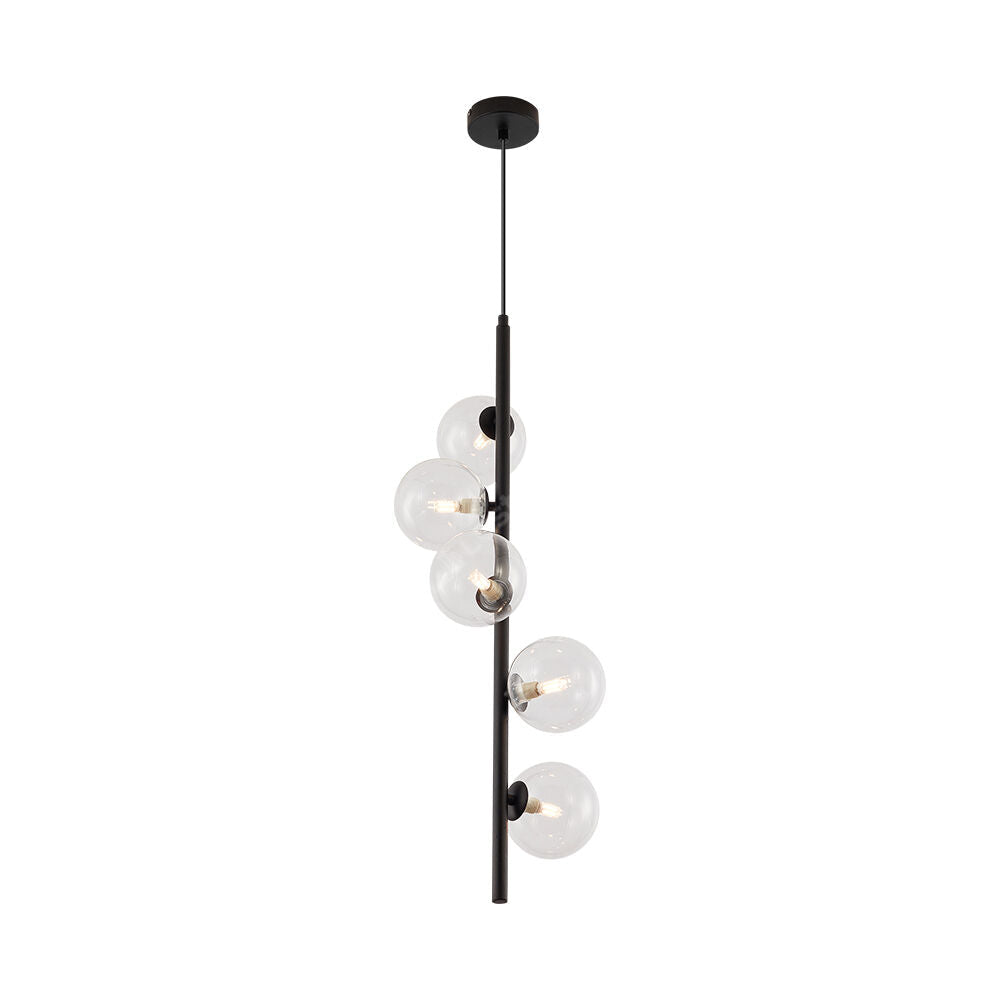 Pendul Volta Negru 5xG9 Abajur Transparent