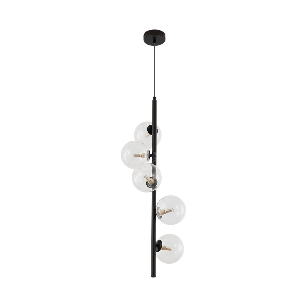 Pendul Volta Negru 5xG9 Abajur Transparent