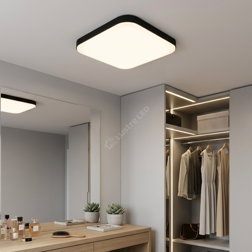 Plafonieră LED cu Senzor Nemo Patrata Black 33x33CM Echivalent 150W IP44