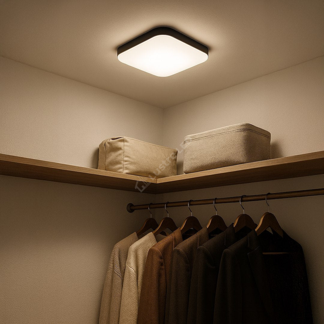 Plafonieră LED cu Senzor Nemo Patrata Black 33x33CM Echivalent 150W IP44