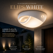 Plafoniera Exterior ELIPS White 1xE27 IP54 Ovala