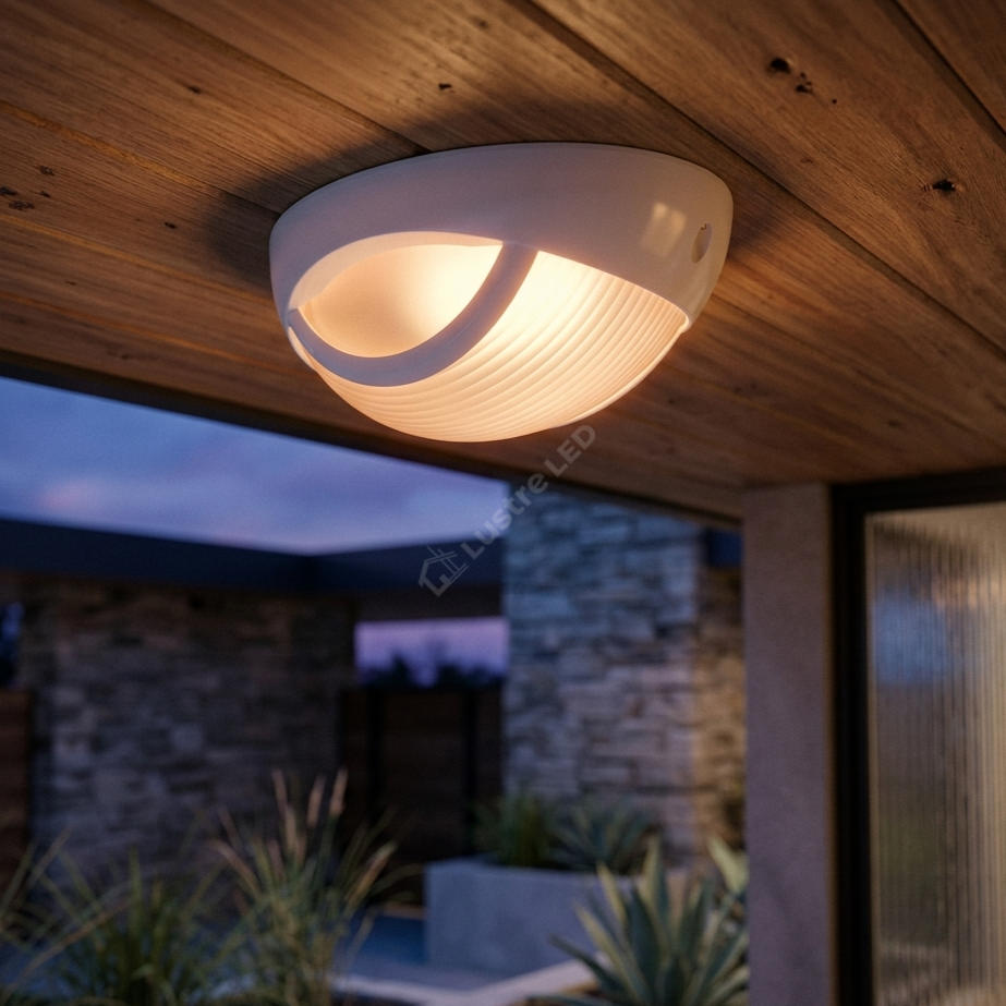 Plafoniera Exterior Ovala IP54 BEETLE Alba 1xE27