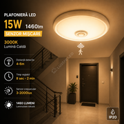 Plafoniera LED 15W Senzor Miscare 1460lm 3000K