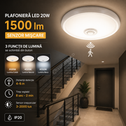 Plafoniera LED 20W Senzor Miscare 1500lm CCT