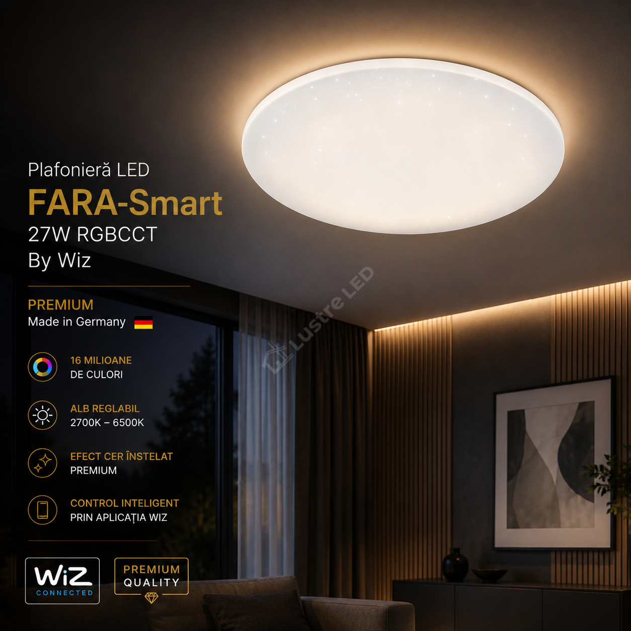 Plafoniera LED 27W FARA-Smart RGBCCT By Wiz