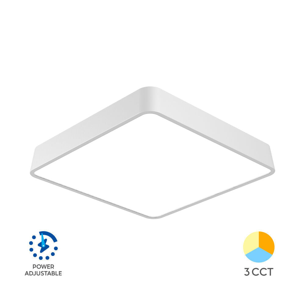 Plafoniera LED Alba 36W BLADE Patrata Echivalent 400W Dimabila 3 Lumini din Buton