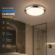Plafoniera LED Baie IP44 Umberto Chrome 12W 3000K Premium