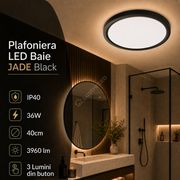 Plafoniera LED Baie JADE Black IP40 36W 40cm 3960 lm 3 Lumini din buton